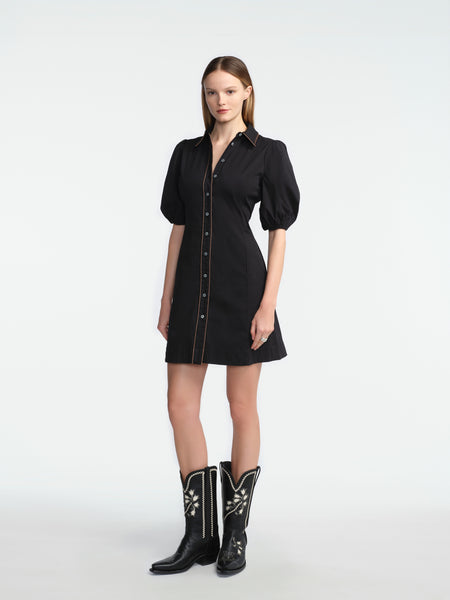 Cotton Poplin Leather Trim Wren Dress – Lela Rose