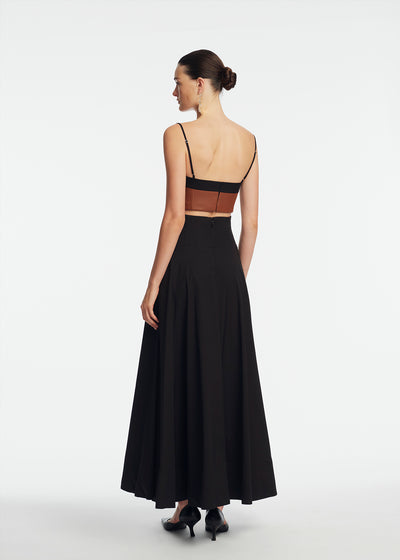 Cotton Poplin Leather Bustier