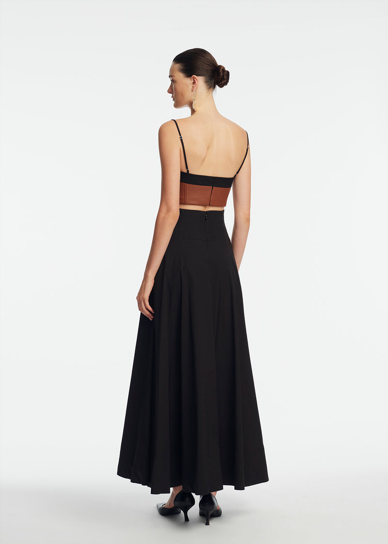 Cotton Poplin Leather Bustier