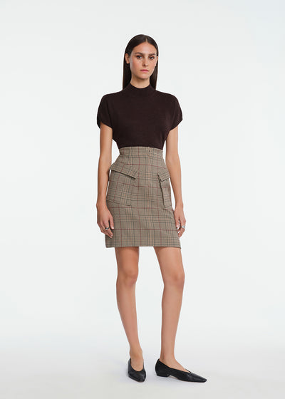 Stretch Houndstooth Mini Skirt