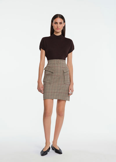 Stretch Houndstooth Mini Skirt