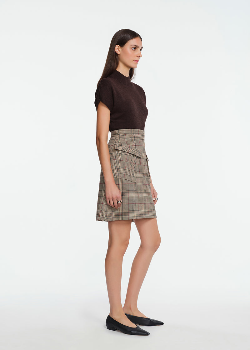 Stretch Houndstooth Mini Skirt