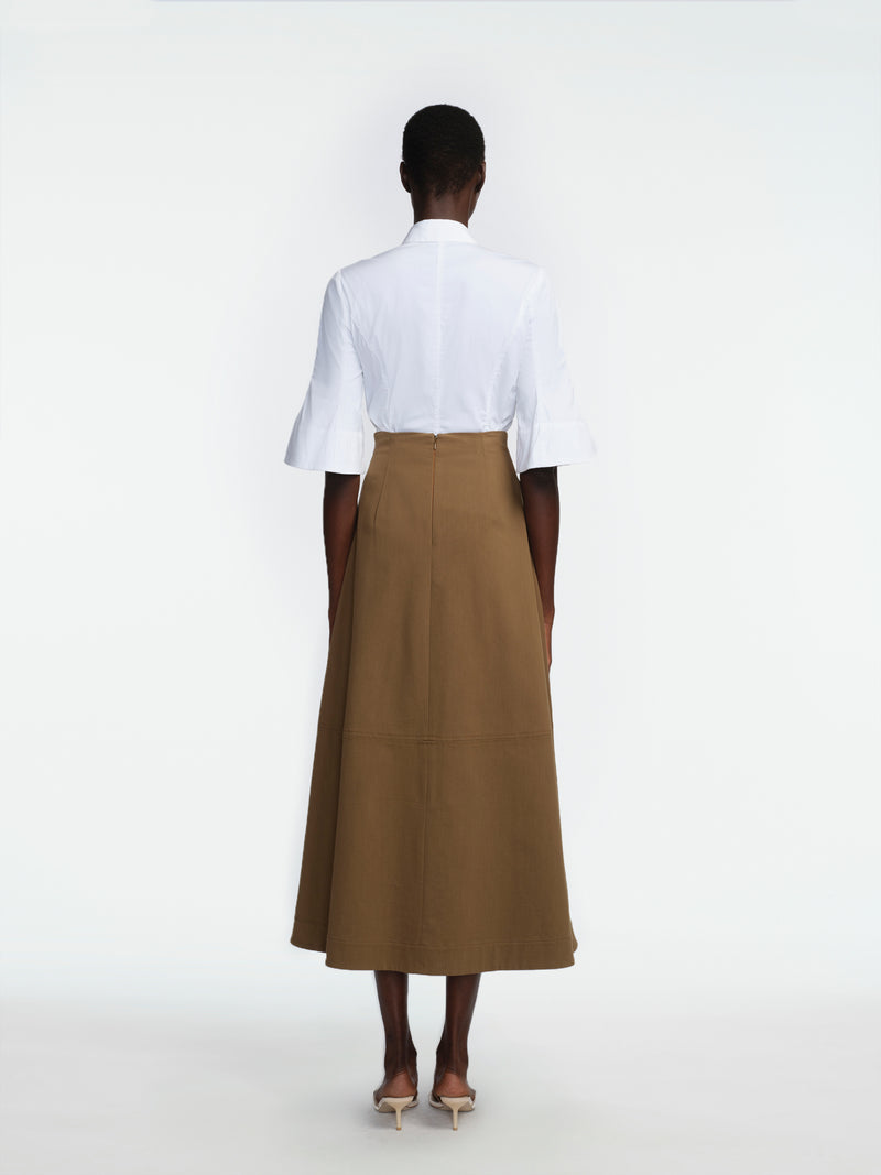 Cotton Poplin Bell Sleeve Top