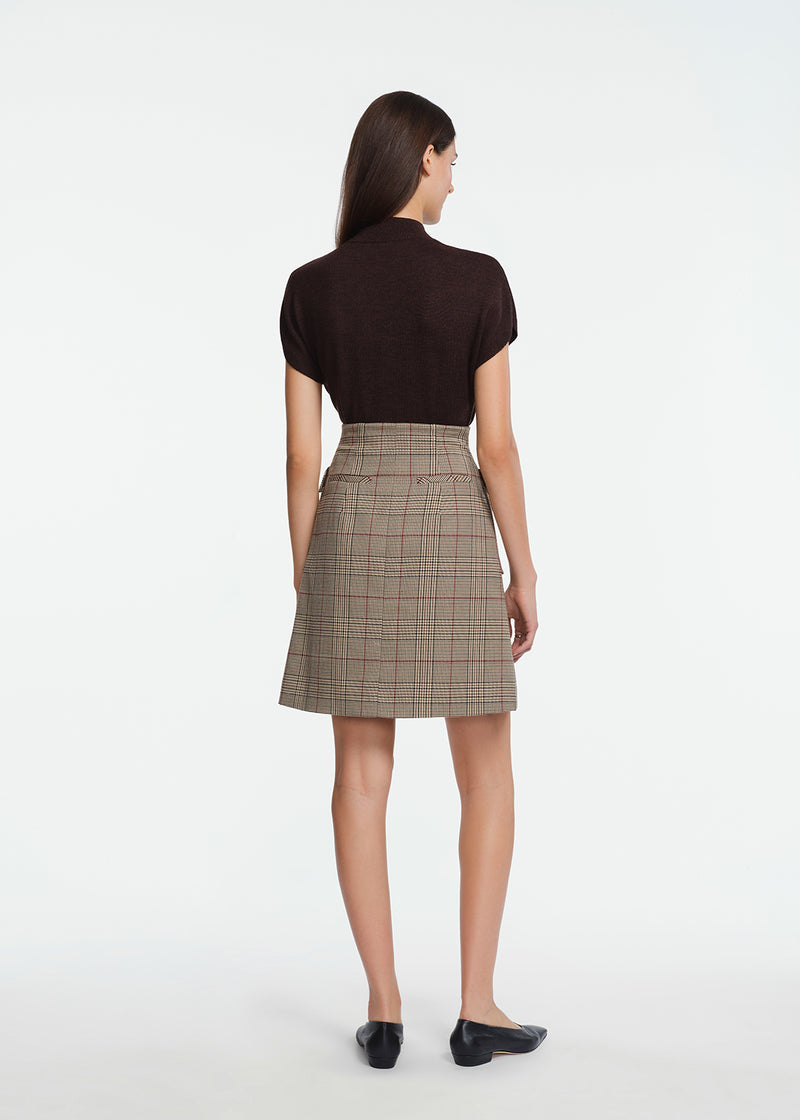 Stretch Houndstooth Mini Skirt