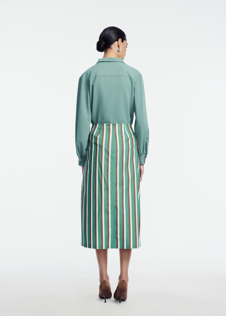 Striped Cotton Asymmetrical Skirt