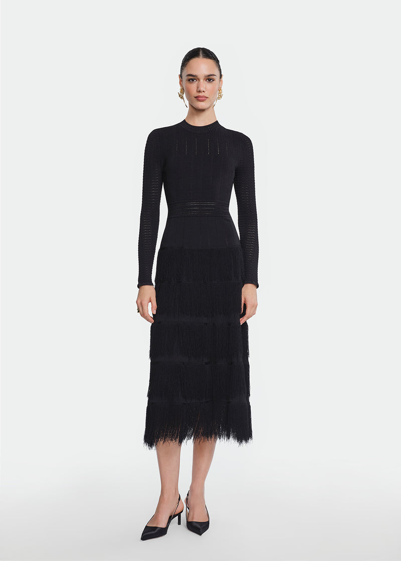 Fringe Detail Knit Piper Dress