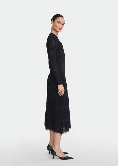 Fringe Detail Knit Piper Dress