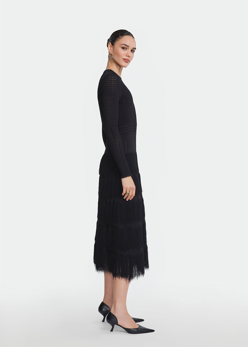Fringe Detail Knit Piper Dress