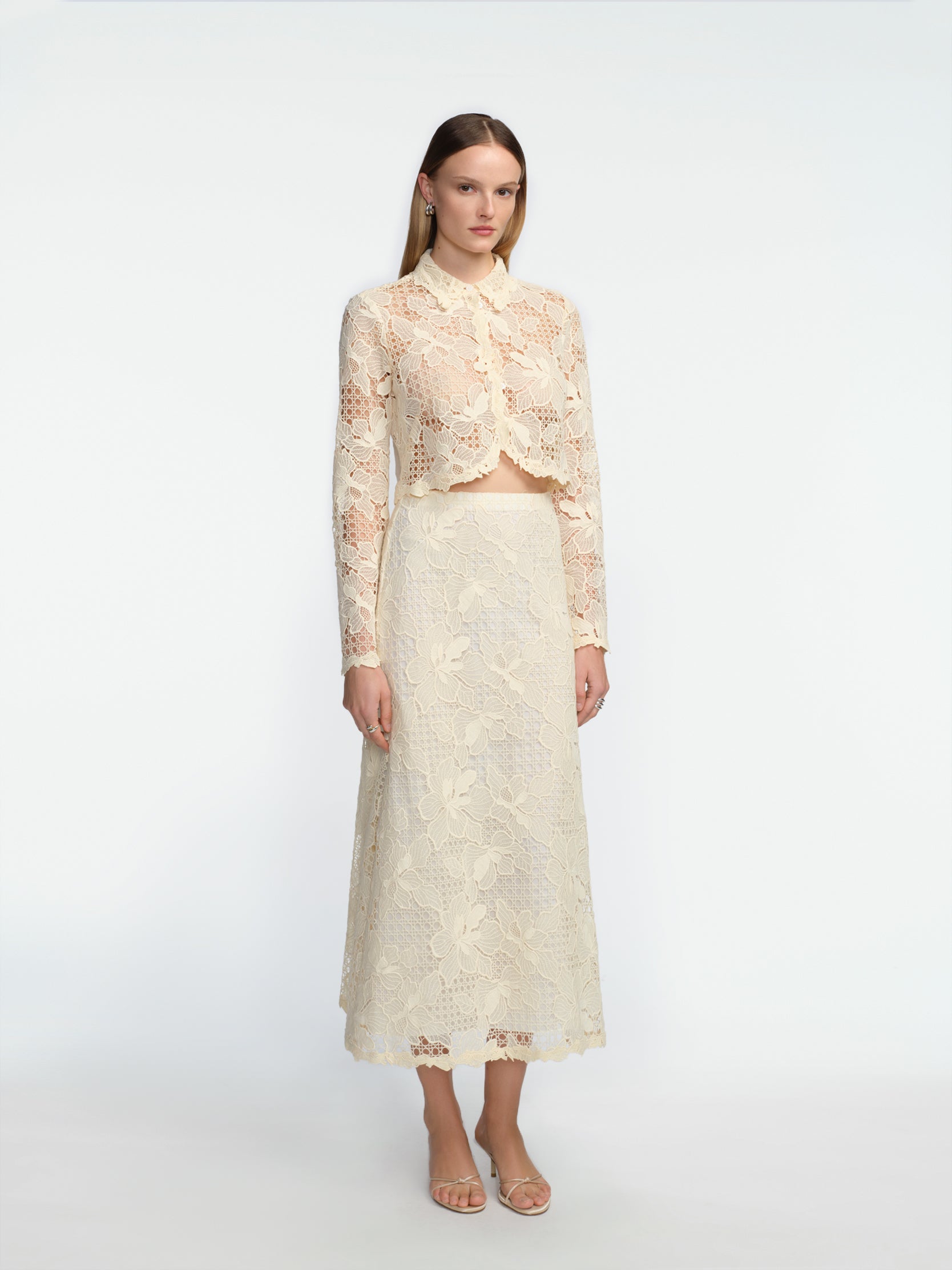 Lattice Guipure Lace Midi Skirt – Lela Rose