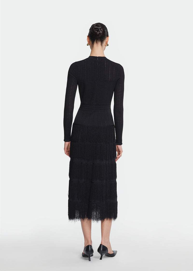 Fringe Detail Knit Piper Dress