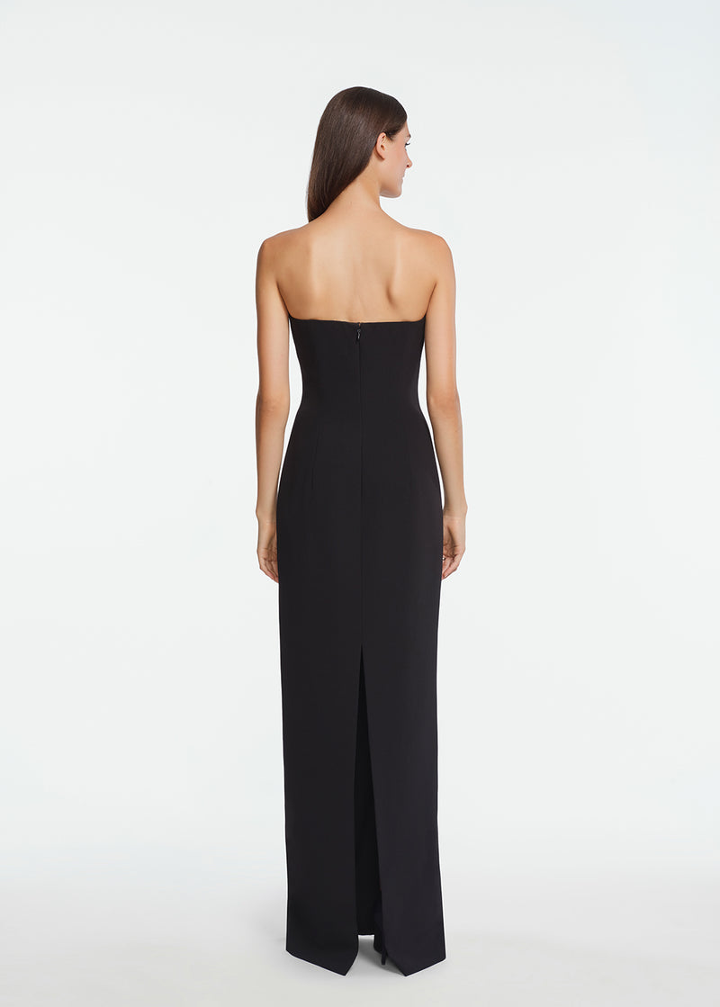 Floral Needlepoint Embroidered Fluid Crepe Ava Gown