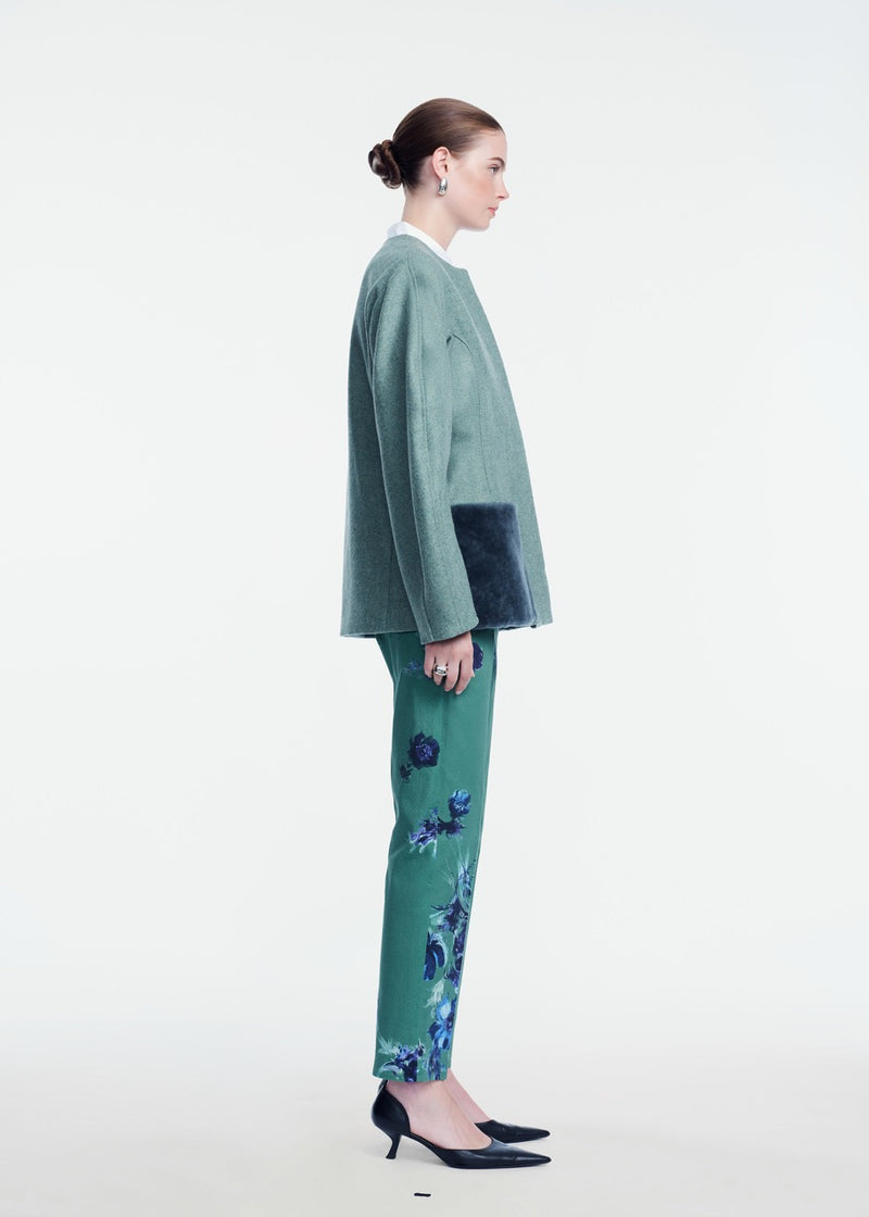 Boiled Wool Shearling Coat