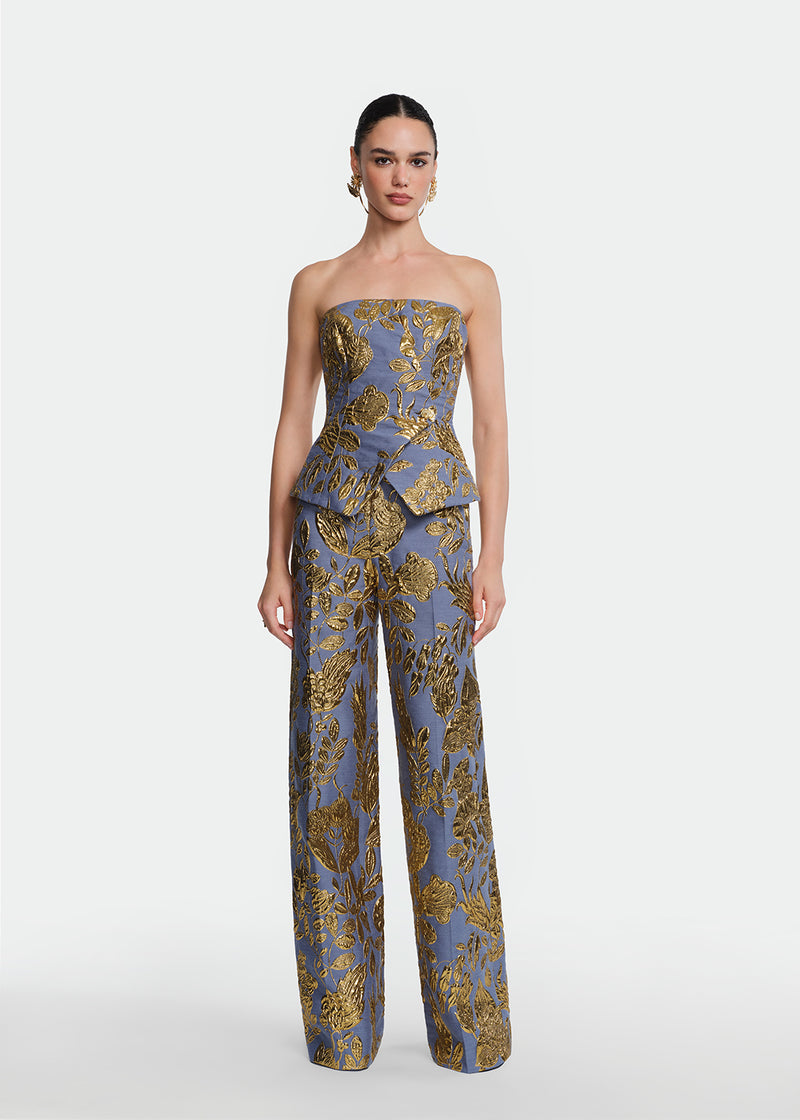 Floral Fil Coupe Strapless Top