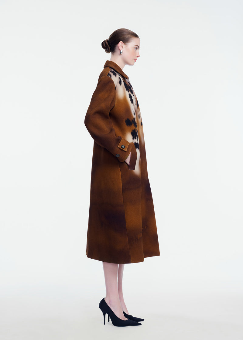 Floral Printed Wool Long Coat