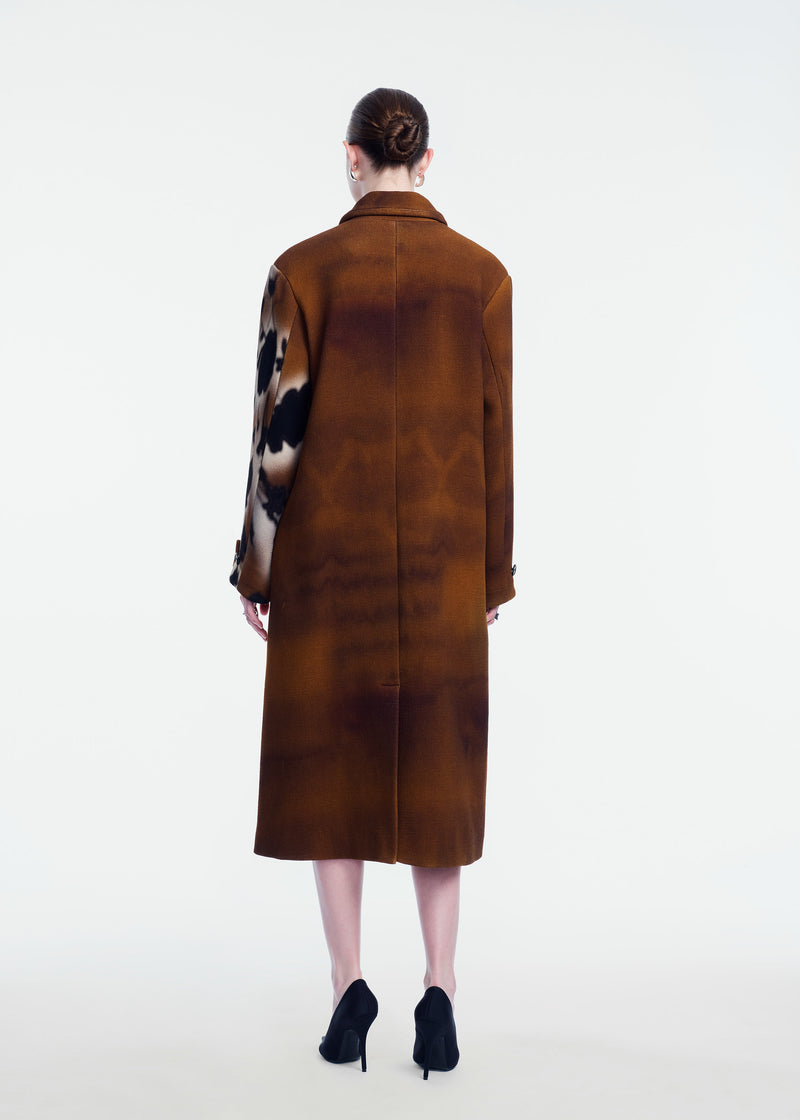 Floral Printed Wool Long Coat