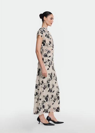 Floral Cut Chiffon Draped Top