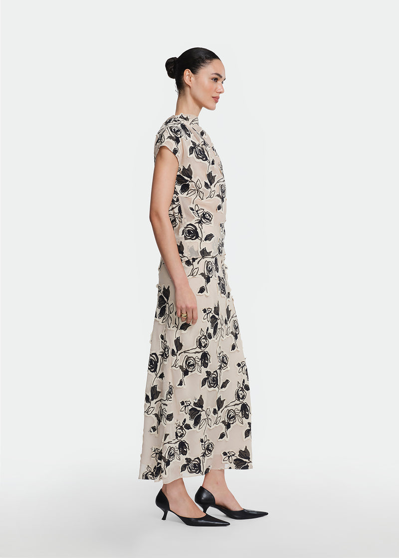 Floral Cut Chiffon Draped Top