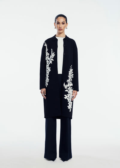 Velvet Jacquard Knit Coat