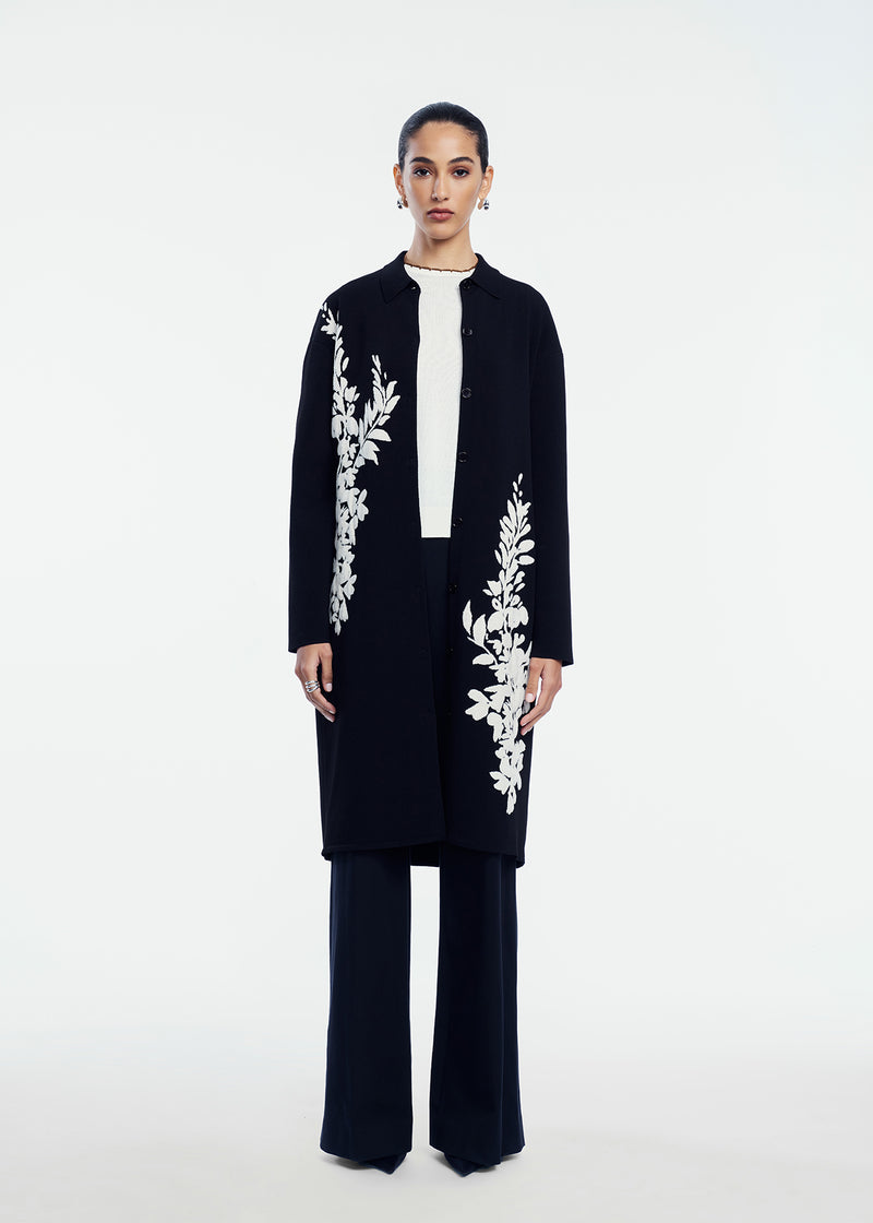 Velvet Jacquard Knit Coat