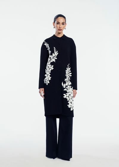 Velvet Jacquard Knit Coat