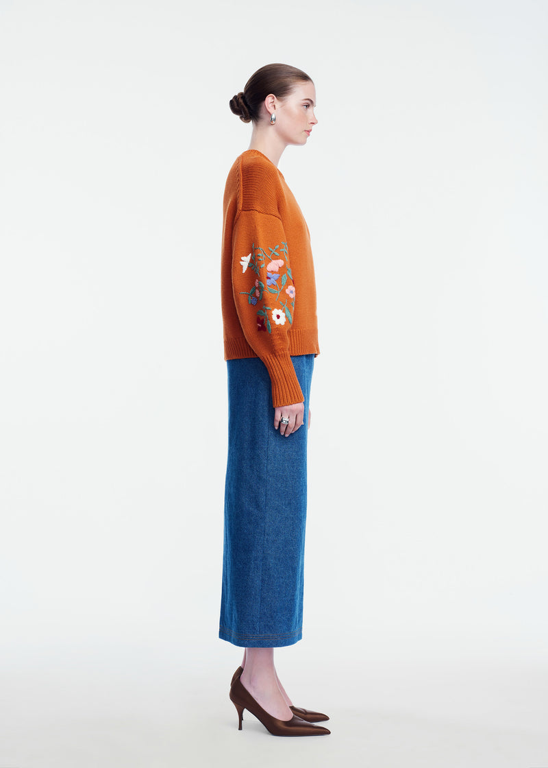 Floral Embroidered Knit