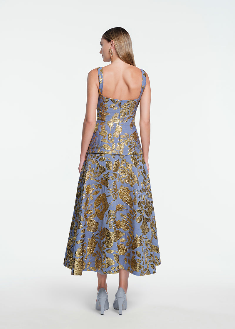Floral Fil Coupe Square Neck Dress
