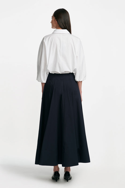 Cotton Poplin Long Sleeve Button Down Top