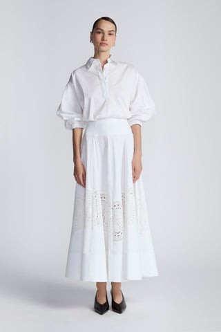Lace Inset Cotton Poplin Parker Skirt