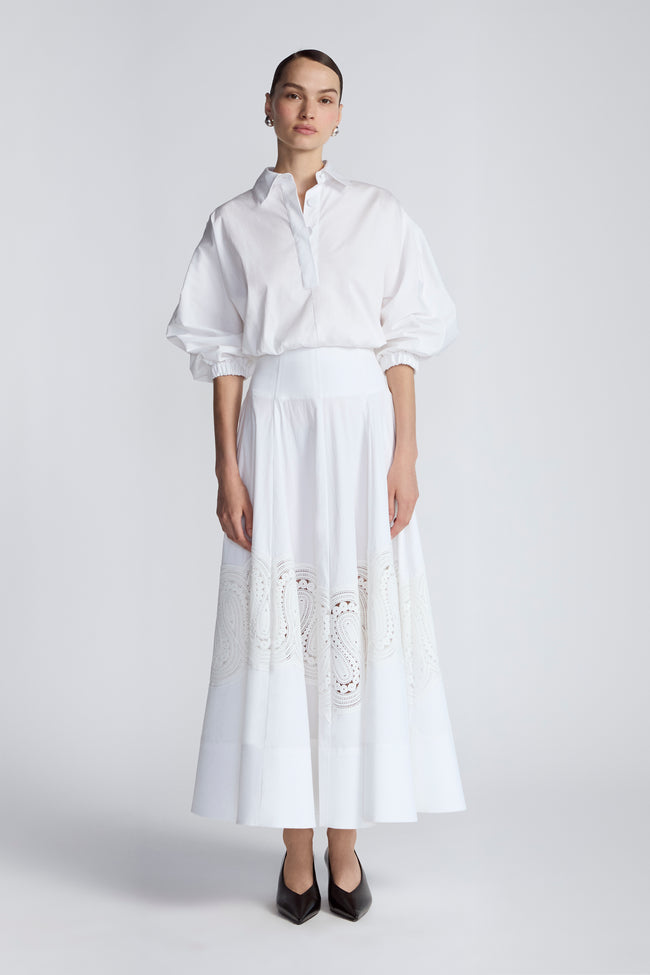Lace Inset Cotton Poplin Parker Skirt