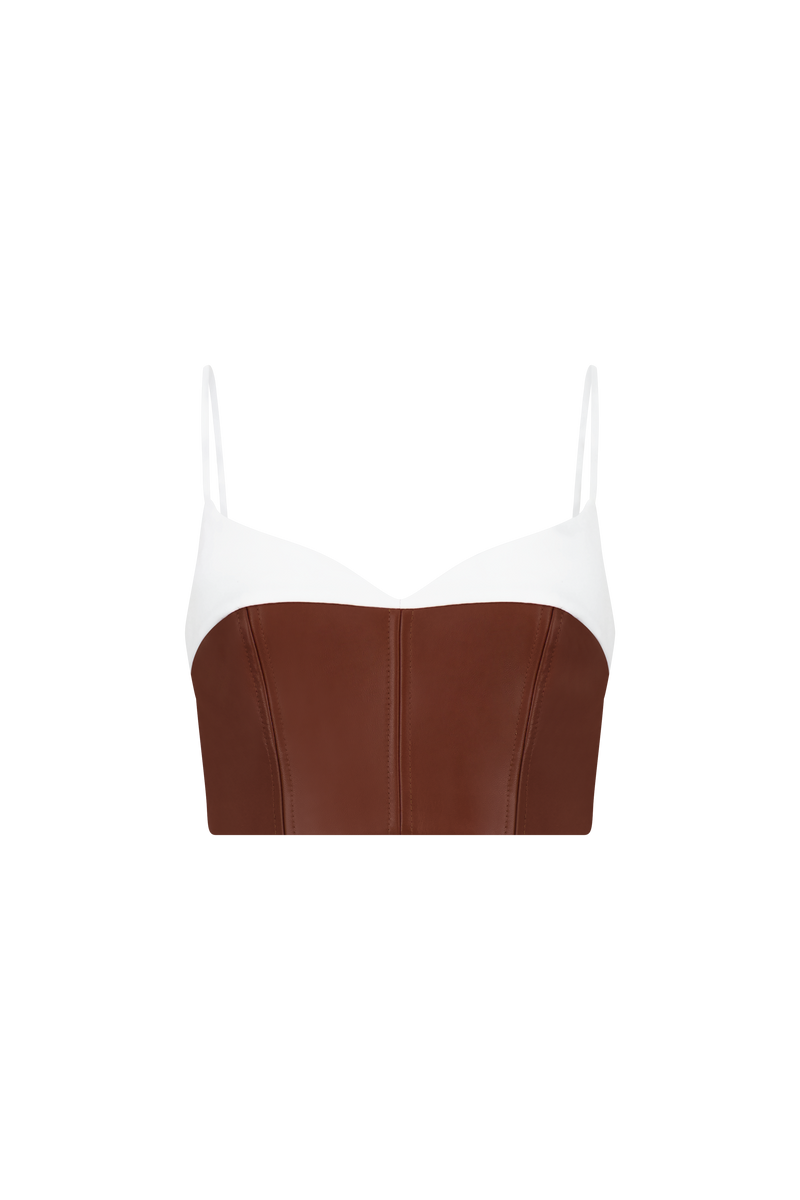 Cotton Poplin Leather Bustier