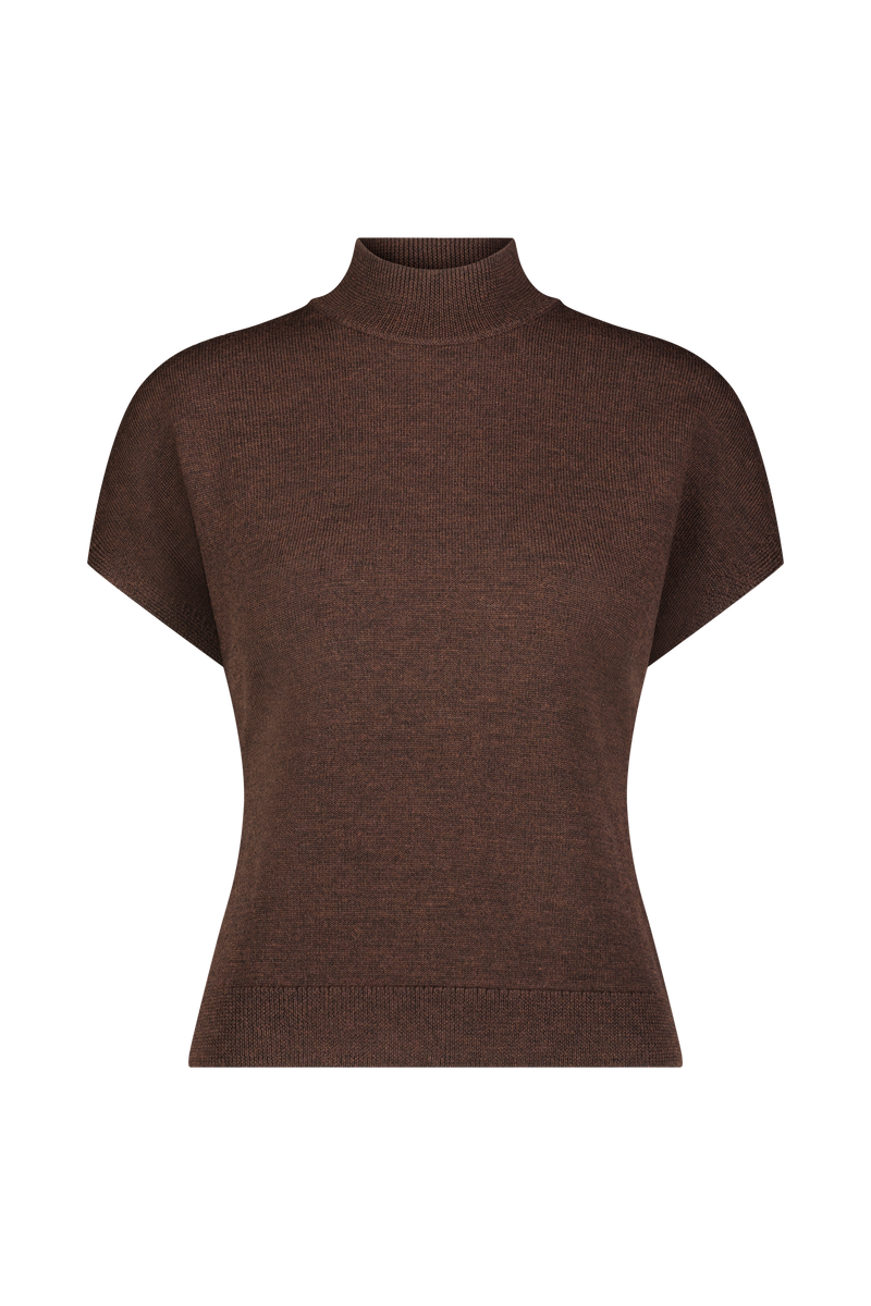 Cap Sleeve Mock Neck Knit
