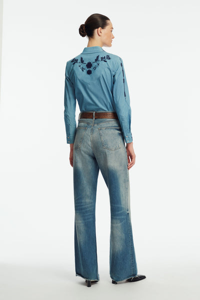Floral Seed Bead Classic Ranch Shirt