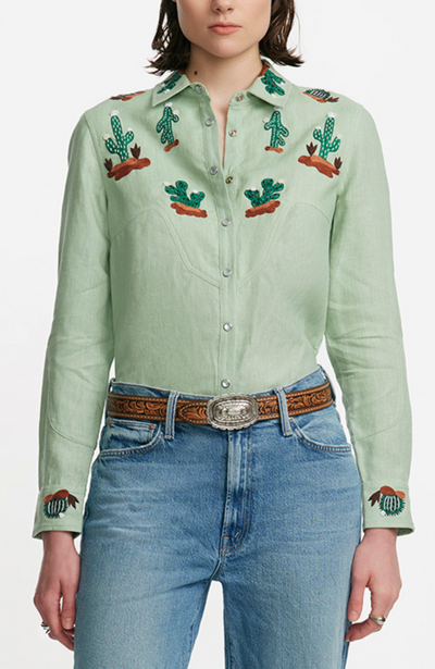 Conversation Embroidery Cactus Shirt