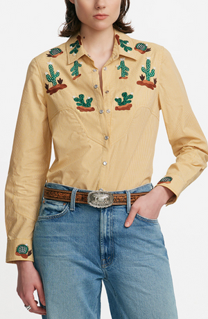 Conversation Embroidery Cactus Shirt