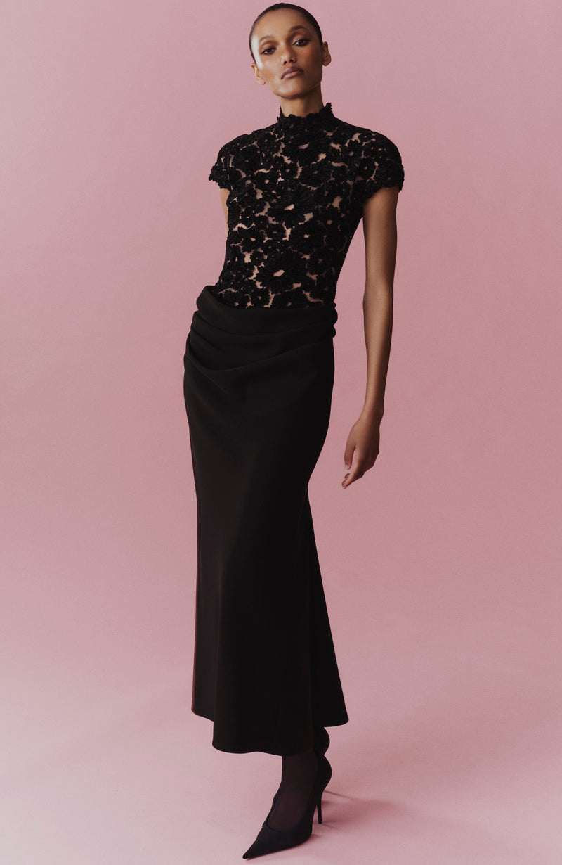 Embroidered Chenille Tulle Cummerbund Dress