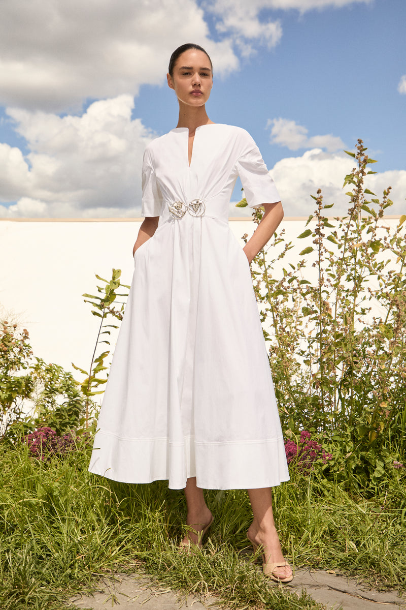 Cotton Poplin Buckle Shirtdress