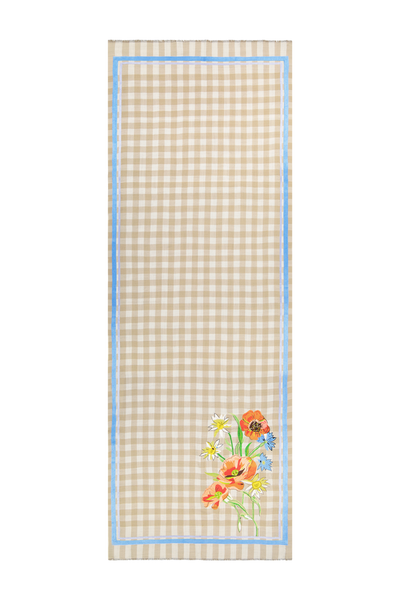 Merino Wool Floral Embroidered Scarf