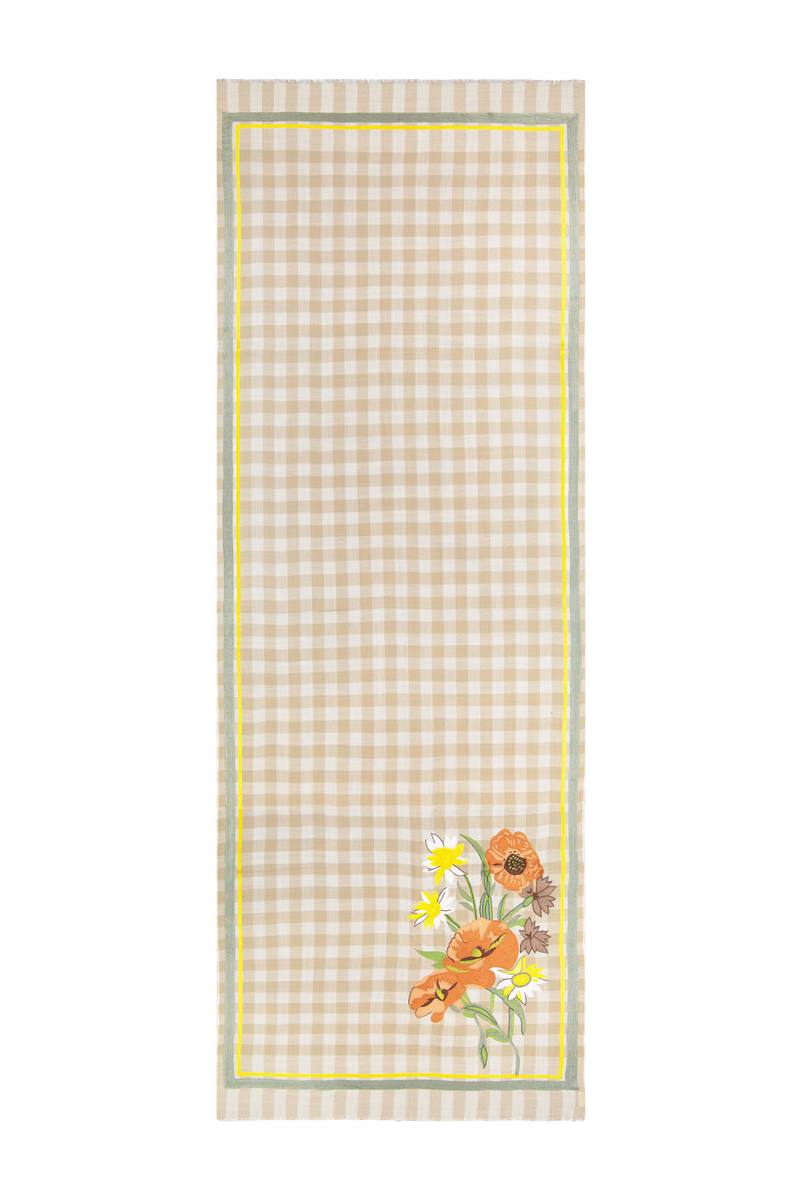 Merino Wool Floral Embroidered Scarf