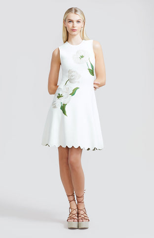 Floral Jacquard Knit Sleeveless Dress