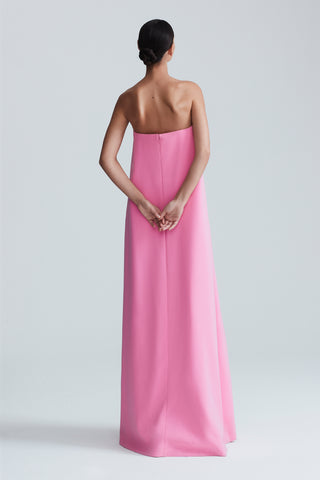 Embroidered Fluid Crepe Strapless Gown