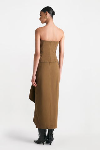 Stretch Cotton Twill Draped Rose Bustier