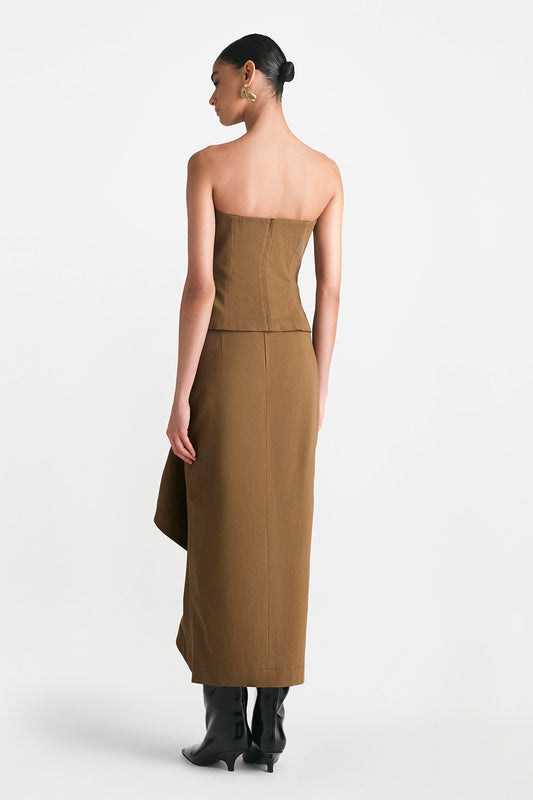 Stretch Cotton Twill Draped Rose Bustier