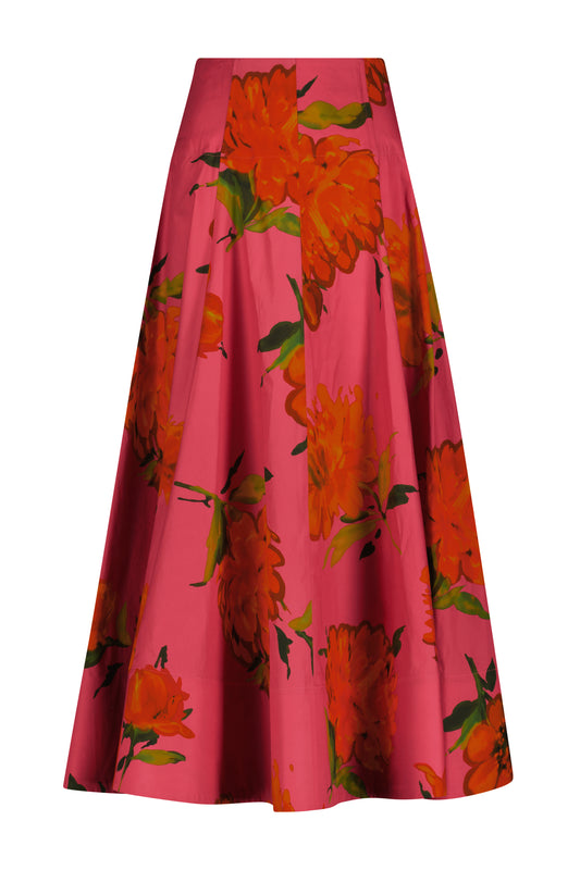 Floral Printed Cotton Parker Skirt