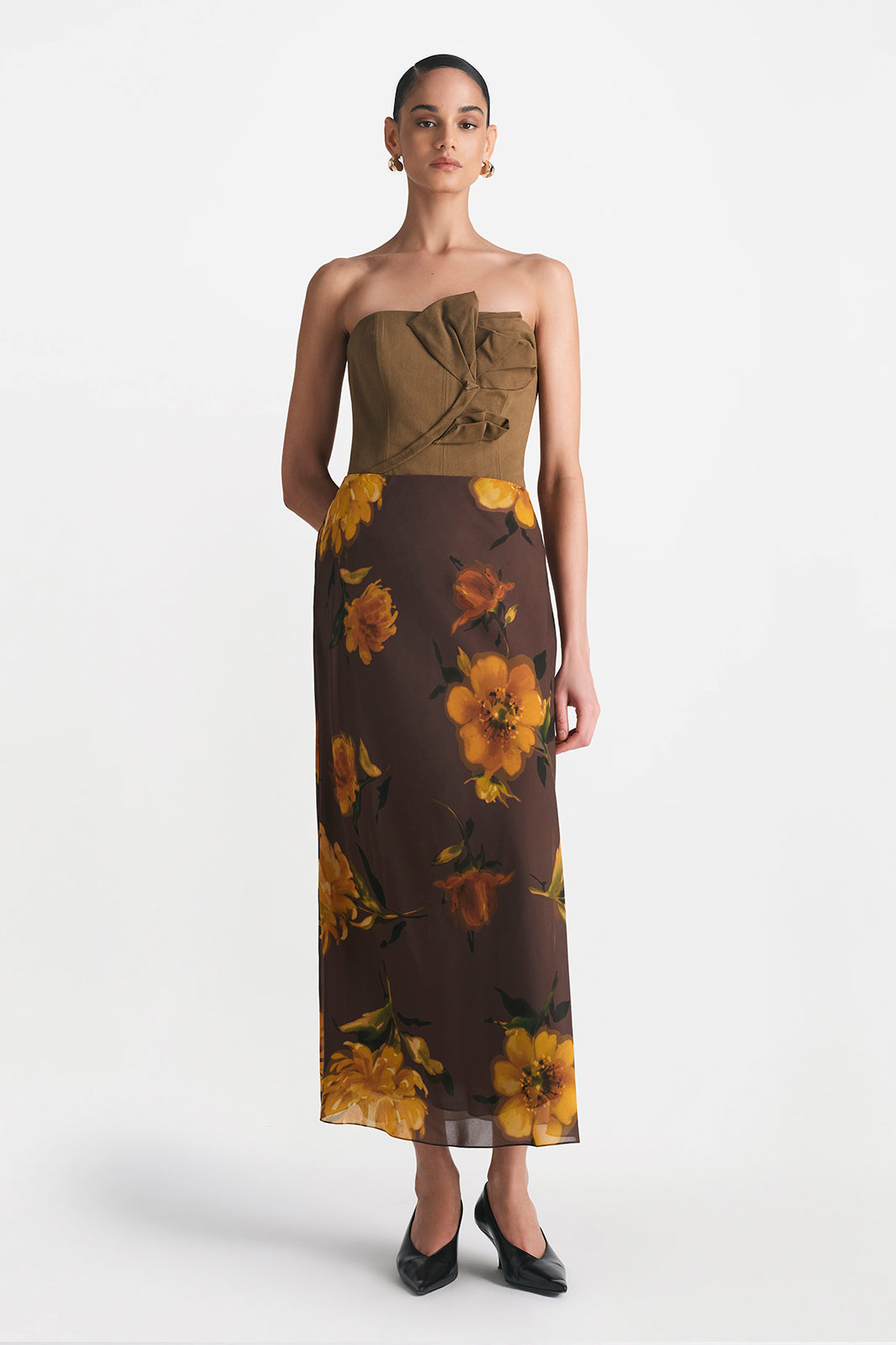 Floral Printed Chiffon Bias Skirt