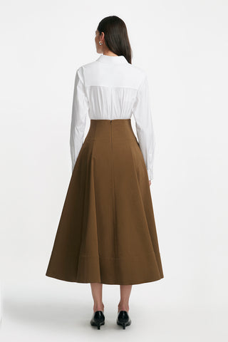Stretch Cotton Twill Draped Rose Parker Skirt