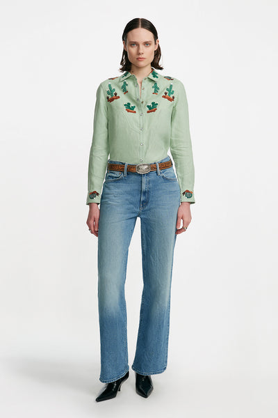 Conversation Embroidery Cactus Shirt