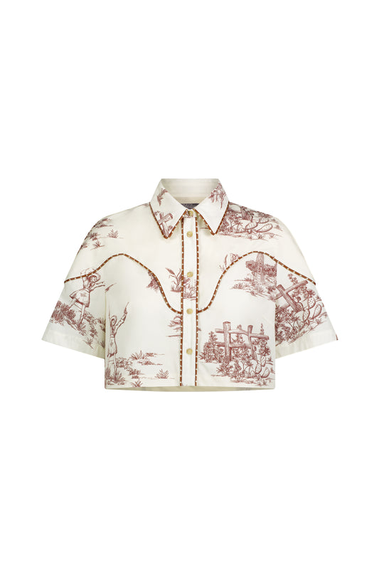Reyrosa Cotton Leather Trim Shirt