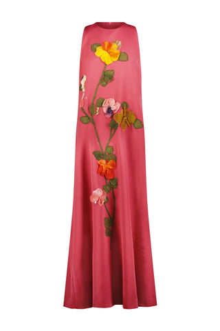 Fluid Crepe Floral Embroidery Francie Gown