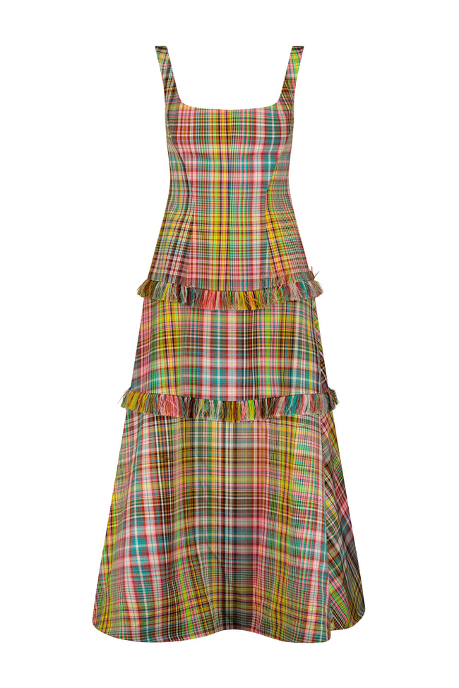 Handloomed Plaid Full Skirt Dress