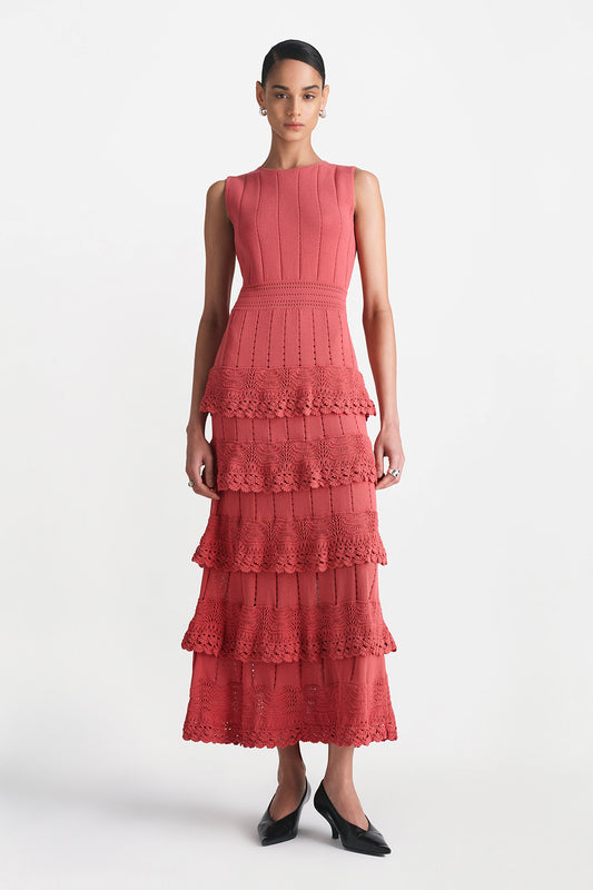 Crochet Ruffle Knit Sleeveless Piper Dress